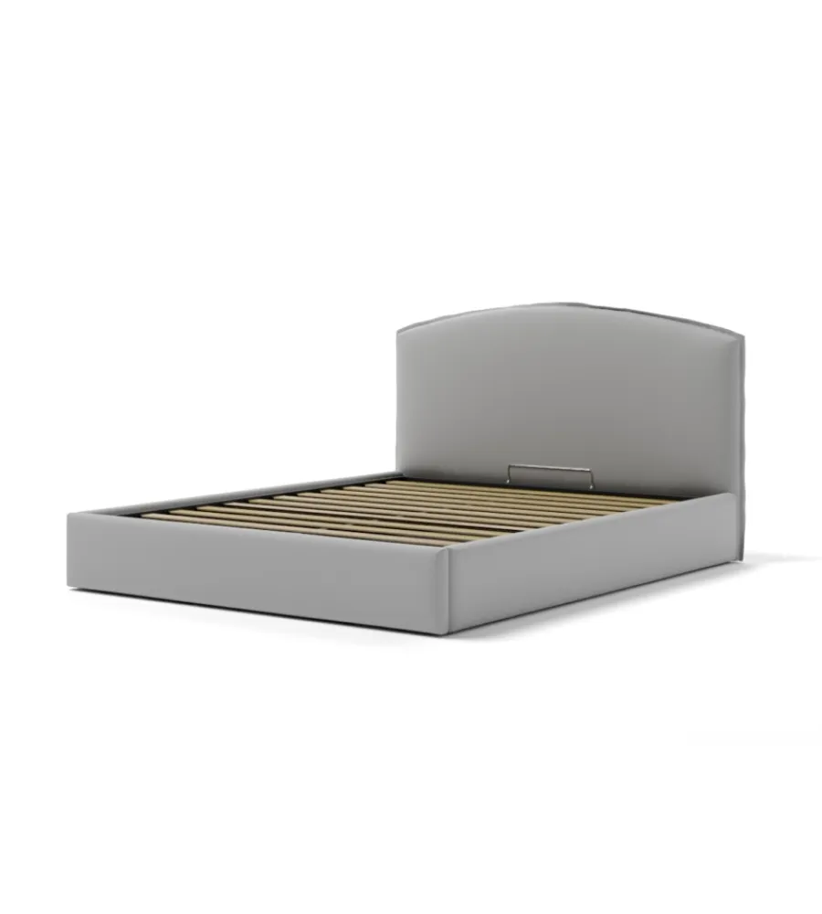 Online Letto matrimoniale contenitore "moon" in ecopelle grigio 160x190 cm Letti E Comodini