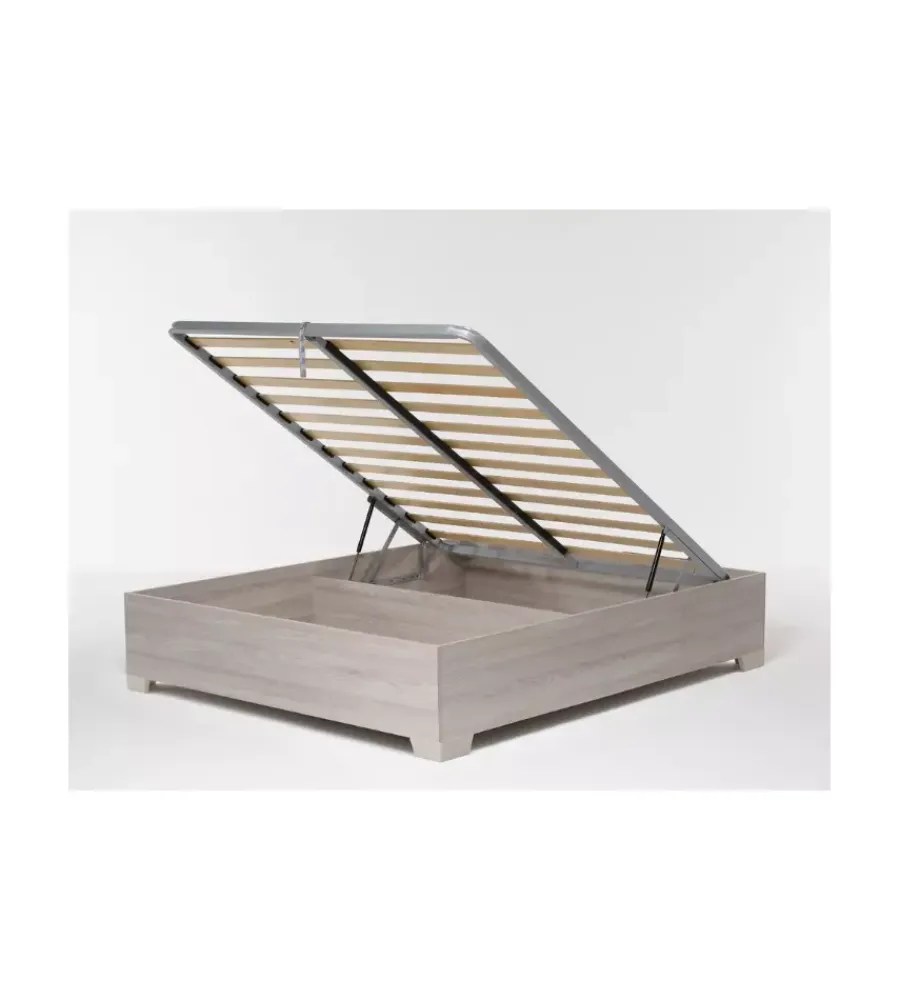 Letti E Comodini|Letto matrimoniale contenitore con piedini "bed box" olmo naturale 160x190 cm