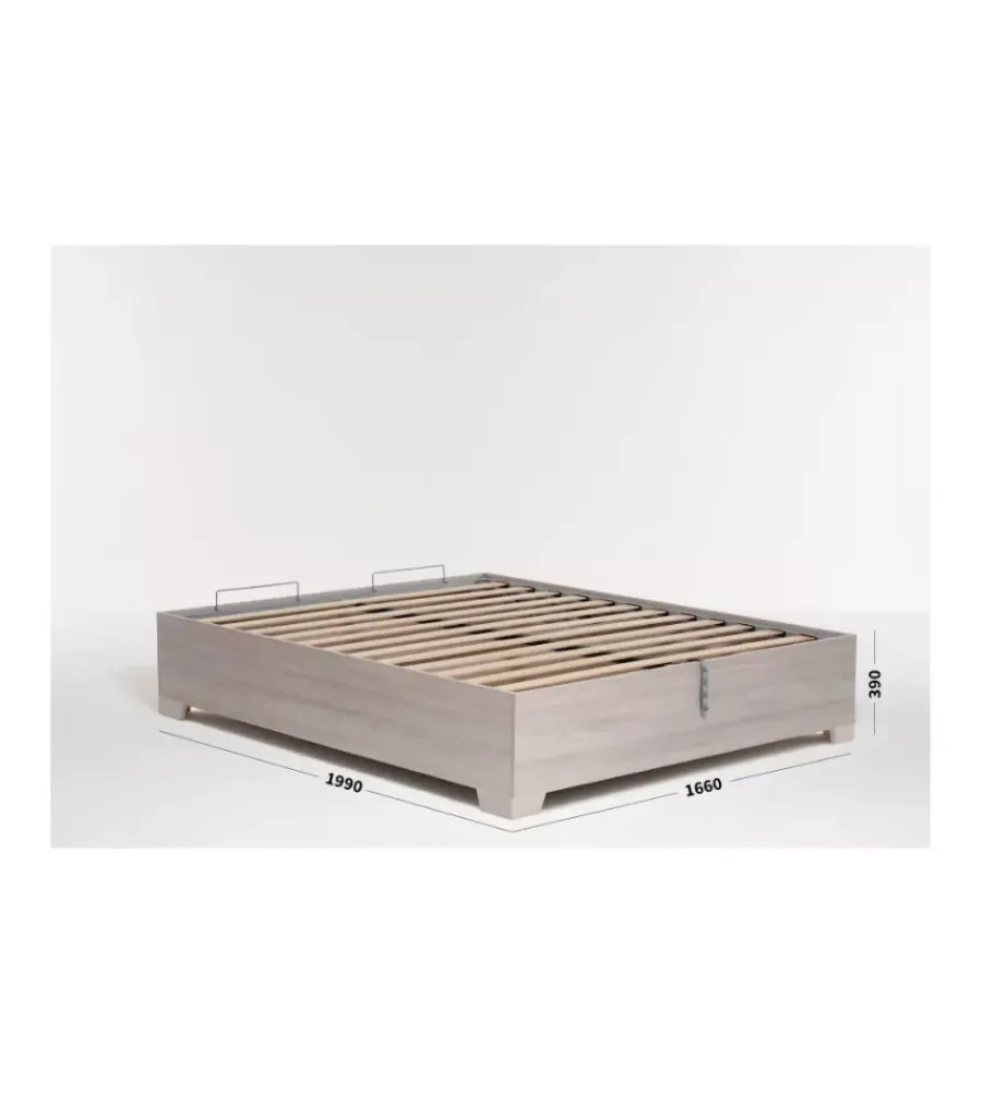 Letti E Comodini|Letto matrimoniale contenitore con piedini "bed box" olmo naturale 160x190 cm