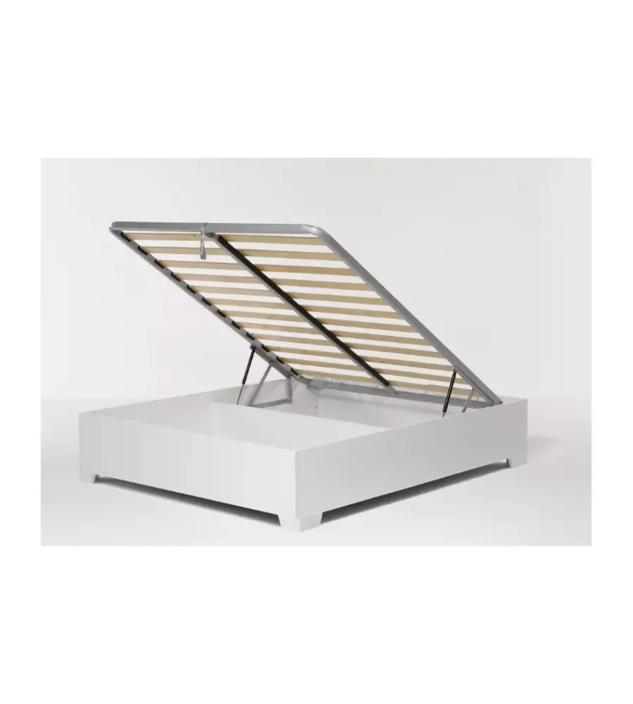 Letti E Comodini- Letto matrimoniale contenitore con piedini "bed box" bianco 160x190 cm