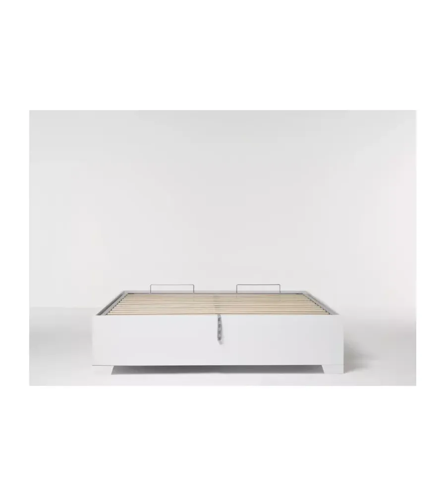 Letti E Comodini- Letto matrimoniale contenitore con piedini "bed box" bianco 160x190 cm