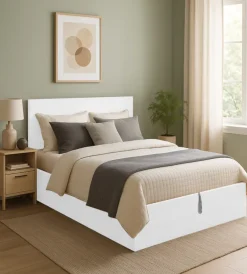 New Letto matrimoniale contenitore "hi box" bianco 160x190 cm Letti E Comodini