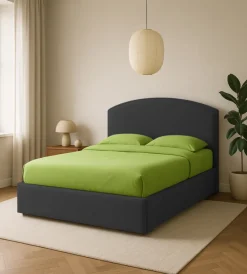 Letti E Comodini- Letto matrimoniale contenitore "moon" in ecopelle nero 160x190 cm