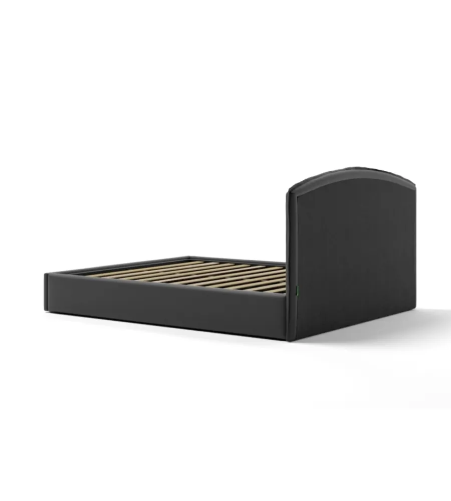 Letti E Comodini- Letto matrimoniale contenitore "moon" in ecopelle nero 160x190 cm