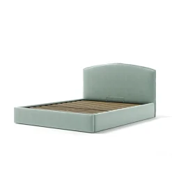Hot Letto matrimoniale contenitore "moon" in tessuto celeste 160x190 cm Letti E Comodini