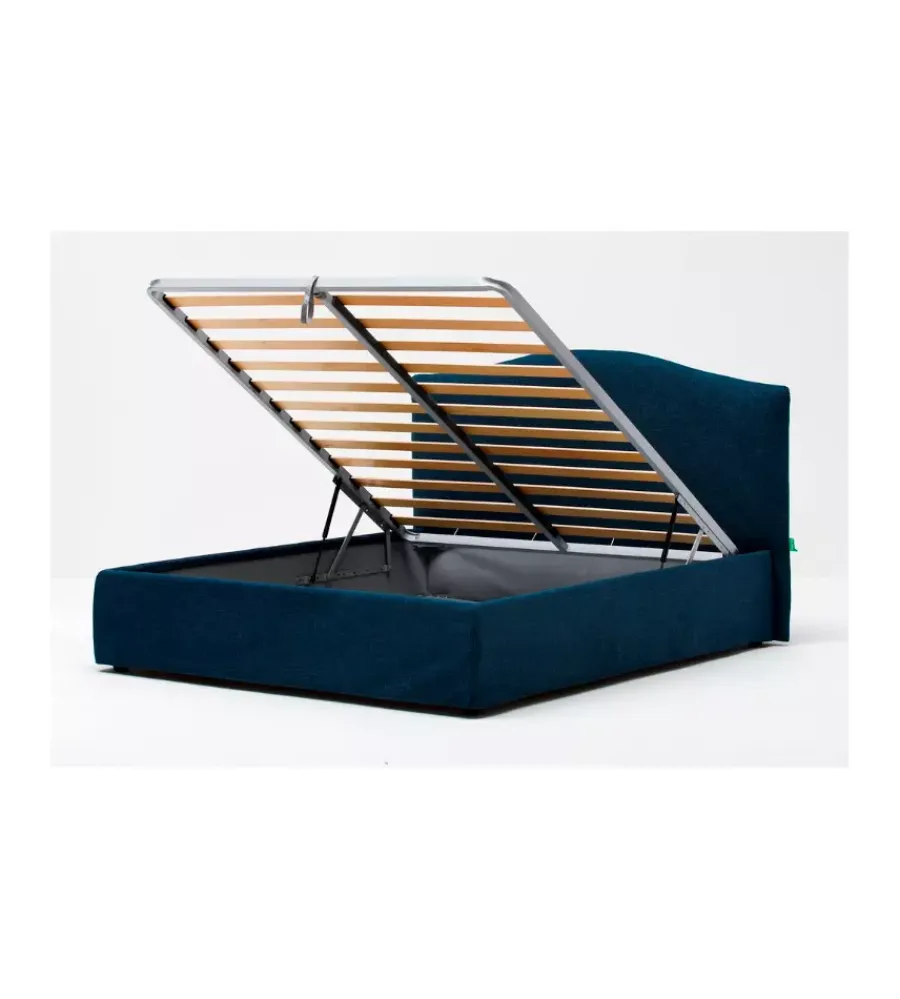 Letti E Comodini- Letto matrimoniale contenitore "hill" blu 160x190 cm
