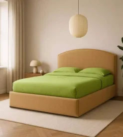 Letti E Comodini- Letto matrimoniale contenitore "moon" in tessuto arancione 160x190 cm