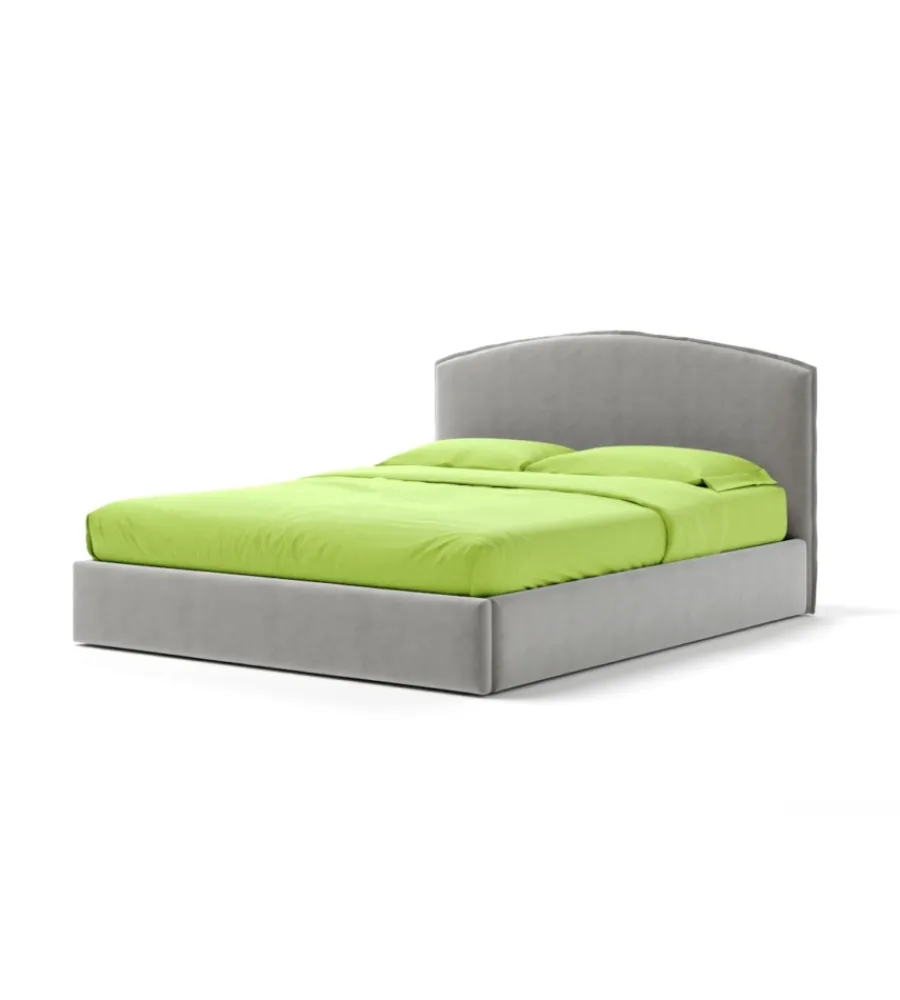 Letti E Comodini- Letto matrimoniale contenitore "moon" in tessuto perla 160x190 cm