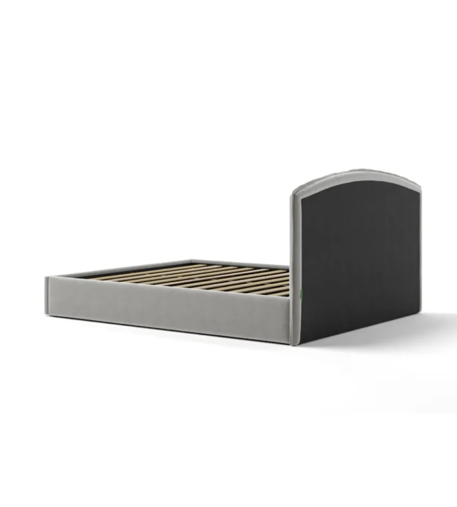 Letti E Comodini- Letto matrimoniale contenitore "moon" in tessuto perla 160x190 cm