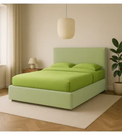 Letti E Comodini|Letto matrimoniale contenitore "zoom" in tessuto verde 160x190 cm