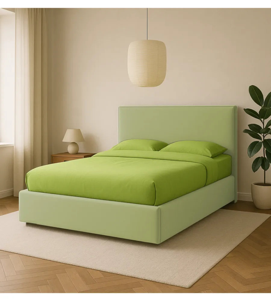 Letti E Comodini|Letto matrimoniale contenitore "zoom" in tessuto verde 160x190 cm