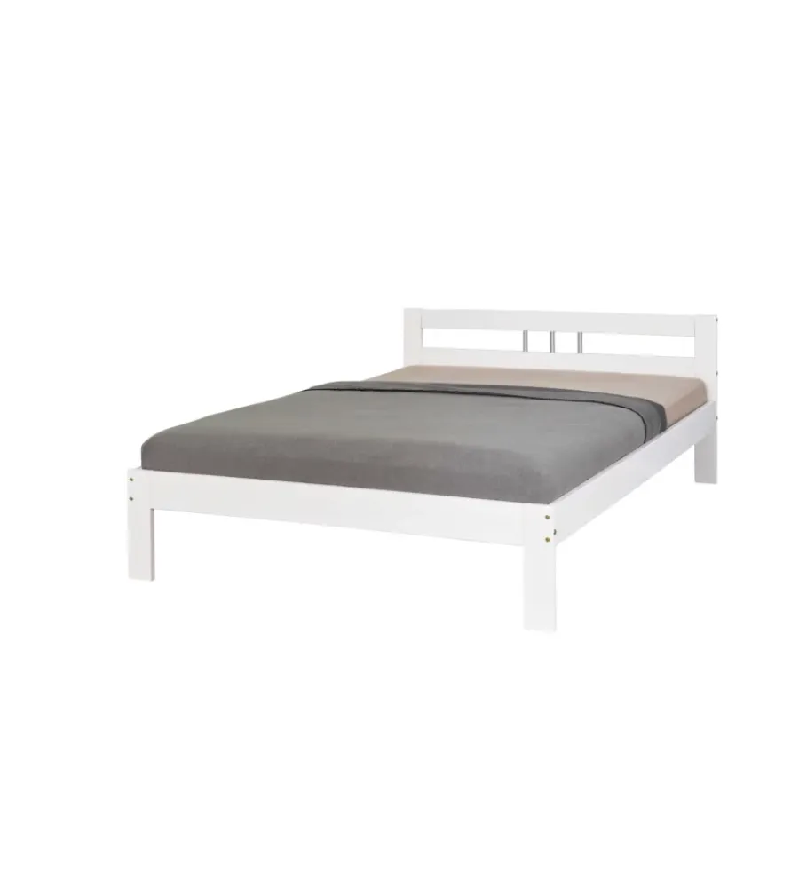 Letti E Comodini- Letto matrimoniale in pino bianco 140x200 cm