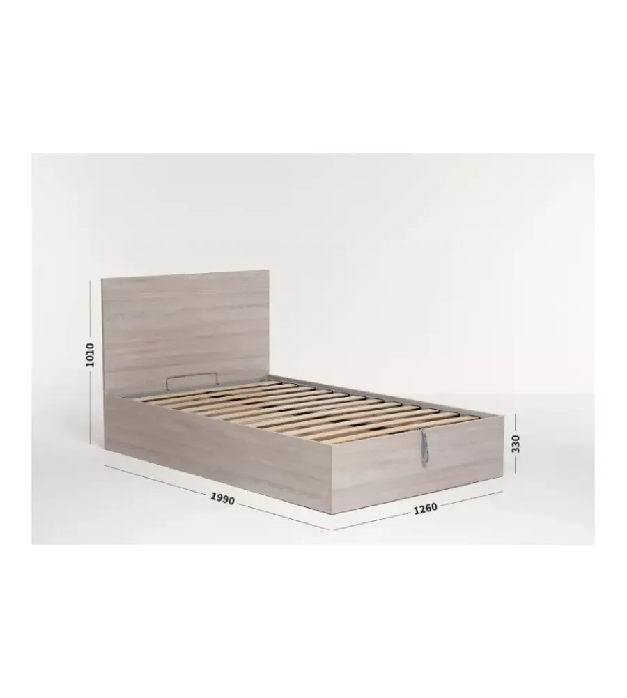 Letti E Comodini- Letto piazza e mezza contenitore "hi box" olmo naturale 120x190 cm