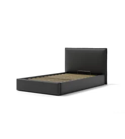 Letti E Comodini|Letto piazza e mezza contenitore "zoom" in ecopelle nero 120x190 cm