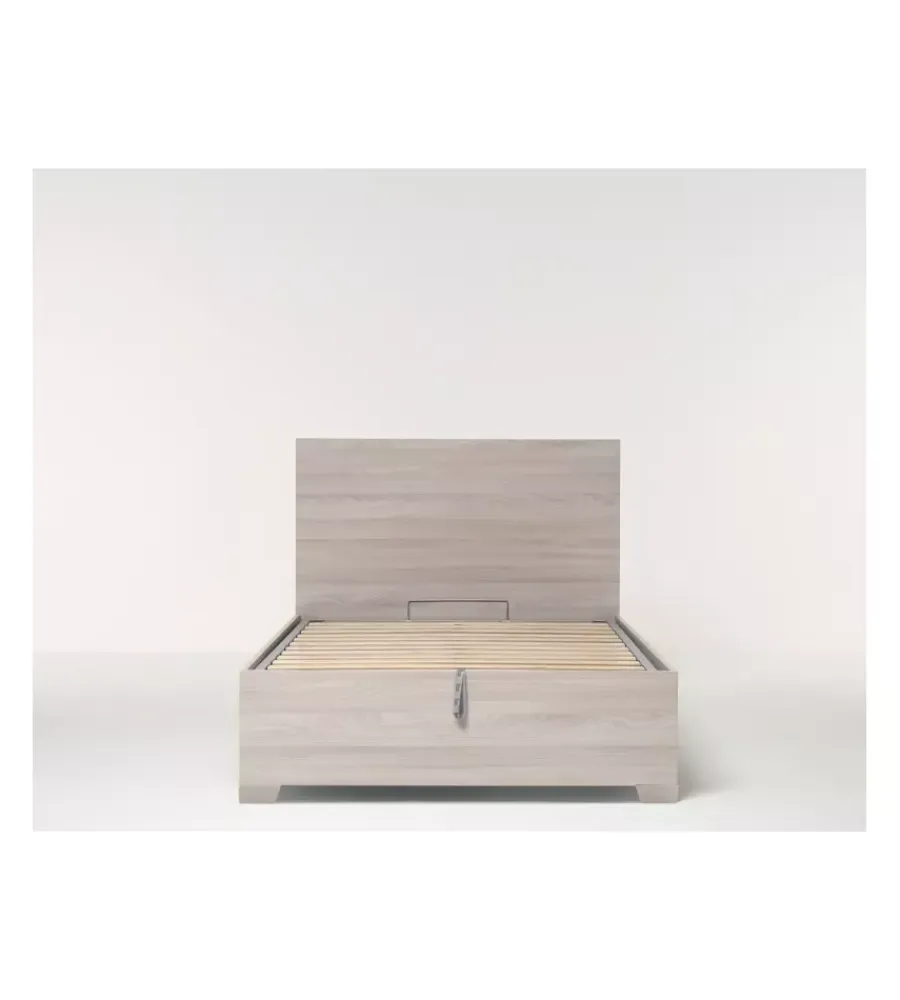 Letti E Comodini- Letto piazza e mezza contenitore con piedini "hi box" olmo naturale 120x190 cm