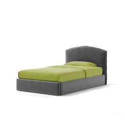 Letti E Comodini- Letto piazza e mezza contenitore "moon" in tessuto grigio 120x190 cm