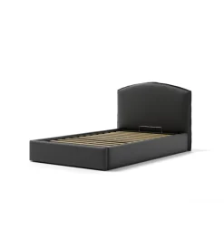 Clearance Letto piazza e mezza contenitore "moon" in ecopelle nero 120x190 cm Letti E Comodini