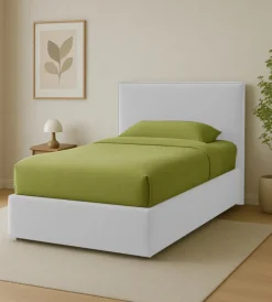 Letto piazza e mezza contenitore "zoom" in ecopelle bianco 120x190 cm Letti E Comodini