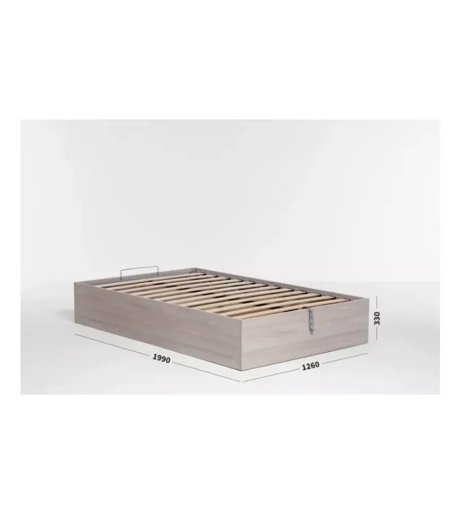 Letti E Comodini- Letto piazza e mezza contenitore "bed box" olmo naturale 120x190 cm