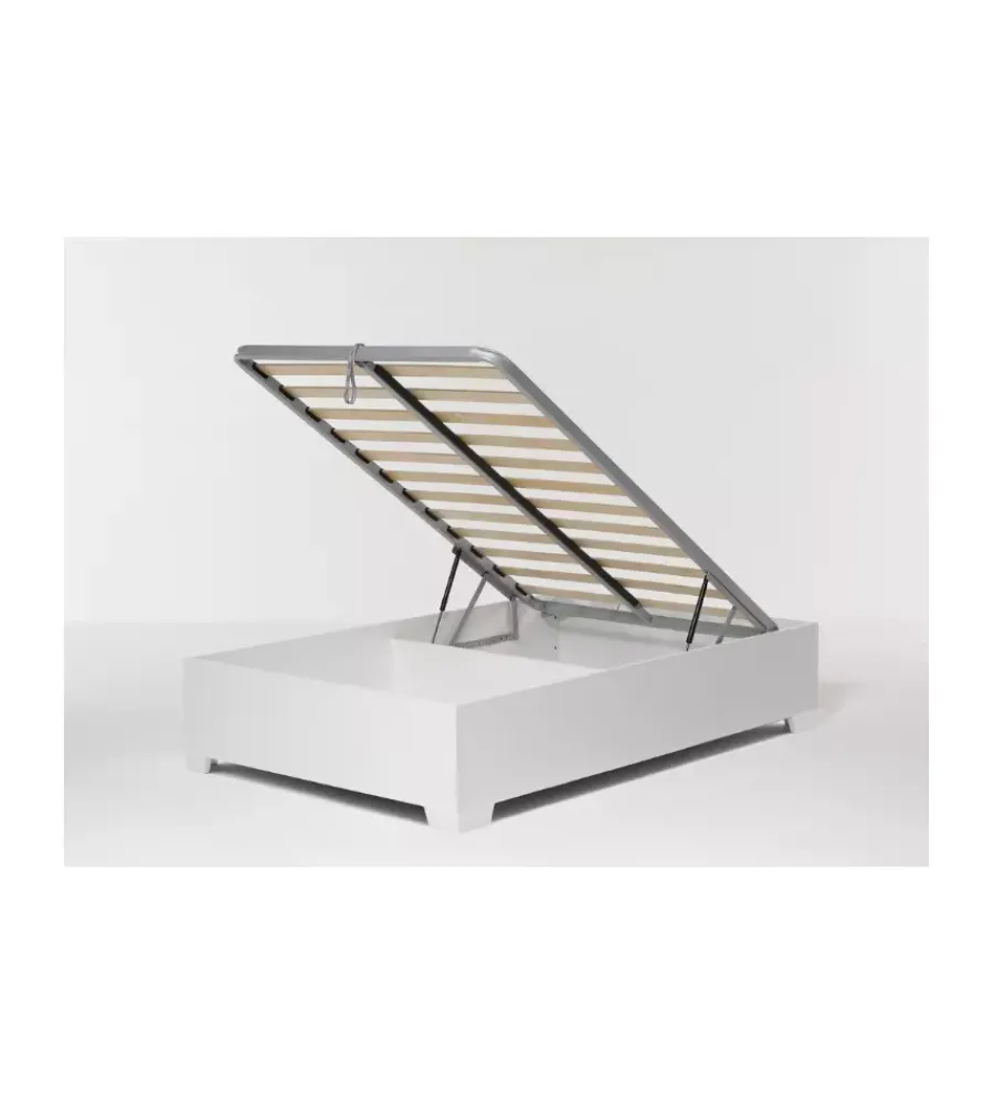 Letti E Comodini- Letto piazza e mezza contenitore con piedini "bed box" bianco 120x190 cm