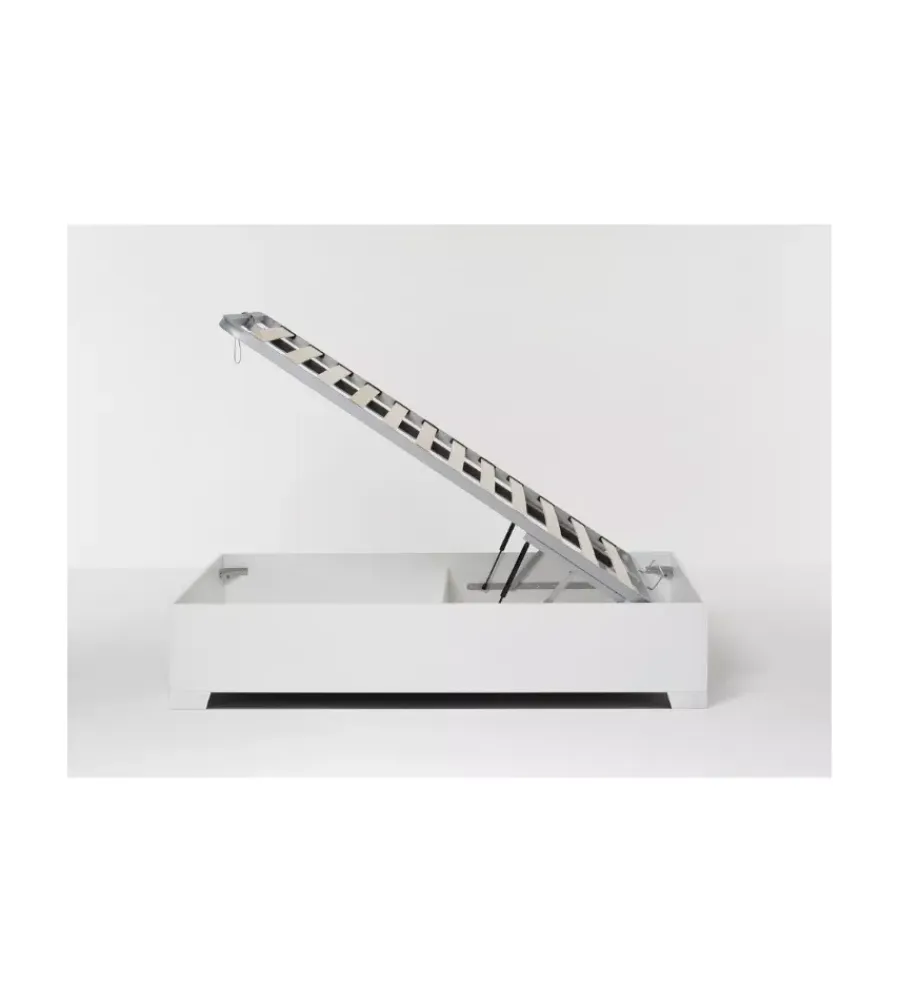 Letti E Comodini- Letto piazza e mezza contenitore con piedini "bed box" bianco 120x190 cm