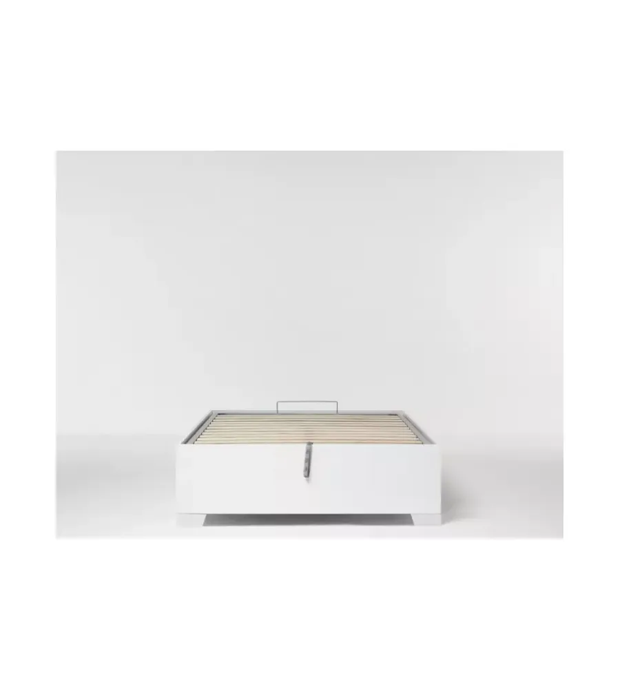 Letti E Comodini- Letto piazza e mezza contenitore con piedini "bed box" bianco 120x190 cm