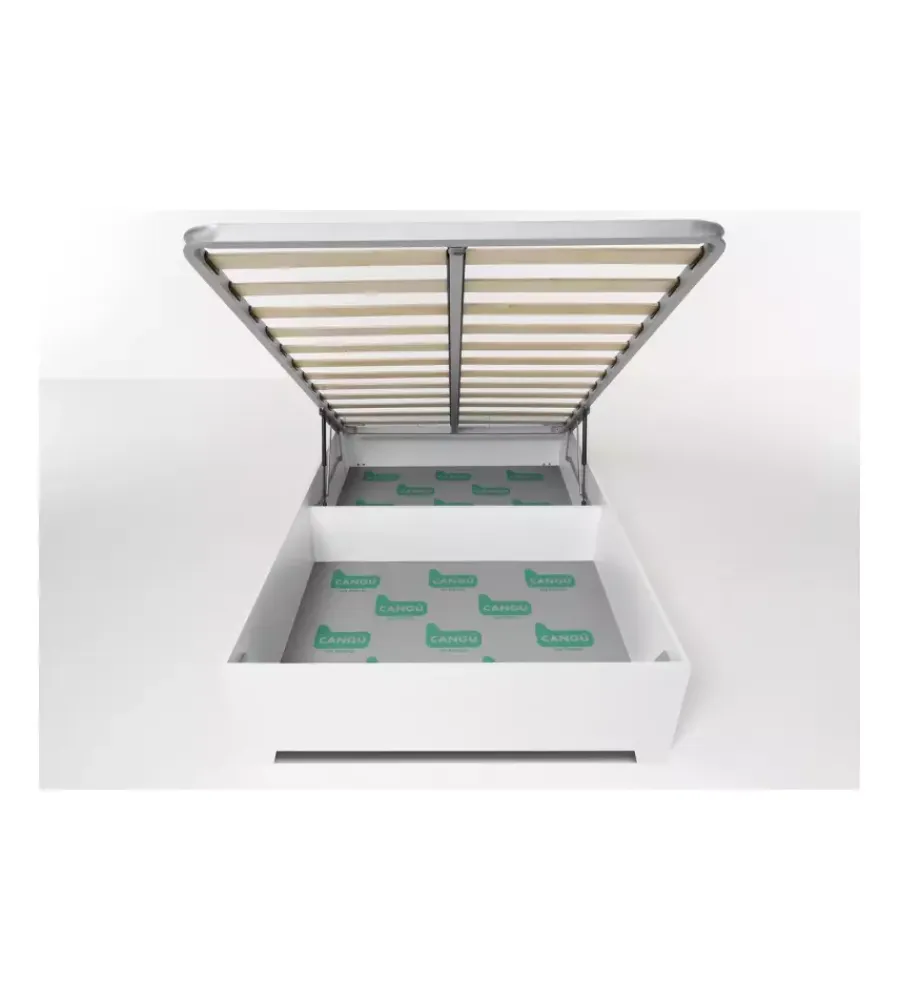 Letti E Comodini- Letto piazza e mezza contenitore con piedini "bed box" bianco 120x190 cm