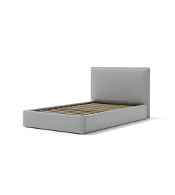 Letti E Comodini- Letto piazza e mezza contenitore "zoom" in ecopelle grigio 120x190 cm