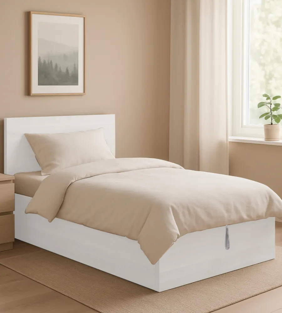 Letti E Comodini- Letto piazza e mezza contenitore "hi box" bianco 120x190 cm