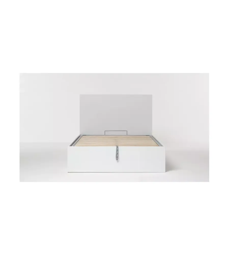 Letti E Comodini- Letto piazza e mezza contenitore "hi box" bianco 120x190 cm