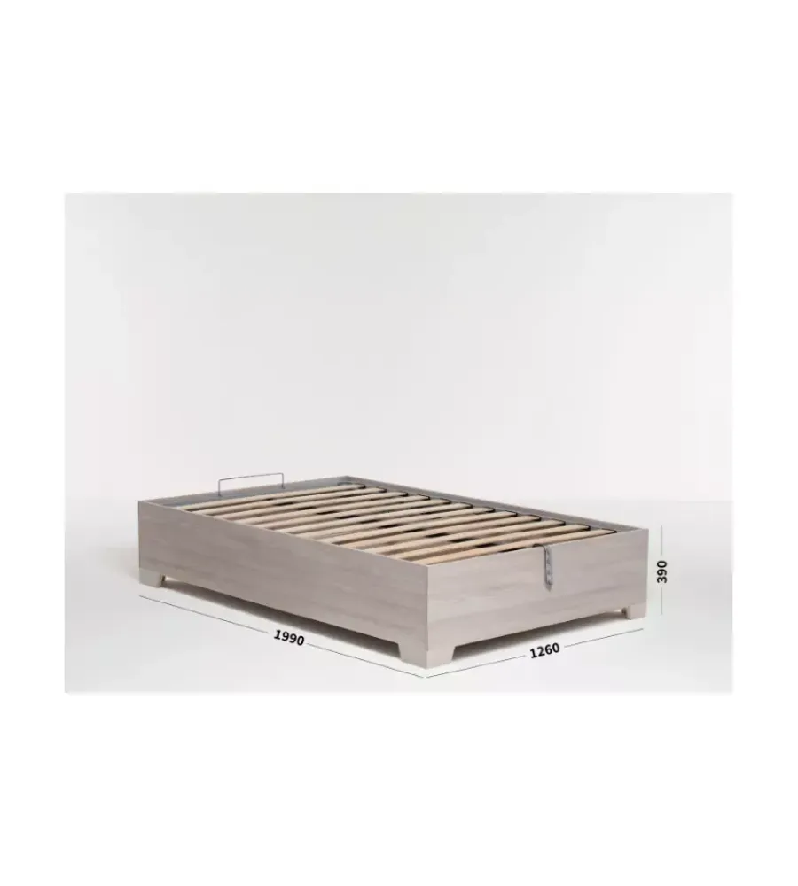 Hot Letto piazza e mezza contenitore con piedini "bed box" olmo naturale 120x190 cm Letti E Comodini