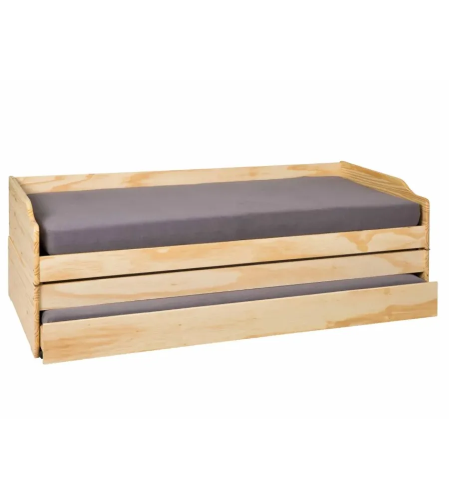 Online Letto singolo 3 in 1 in pino massello 90x200 cm Letti E Comodini