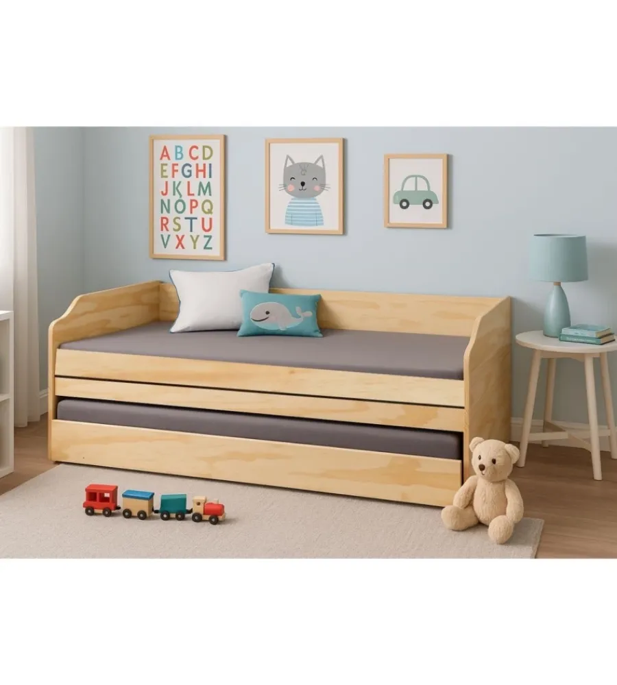 Online Letto singolo 3 in 1 in pino massello 90x200 cm Letti E Comodini