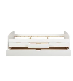 Letti E Comodini|Letto singolo con 3 cassetti e letto estraibile in pino bianco 90x200 cm