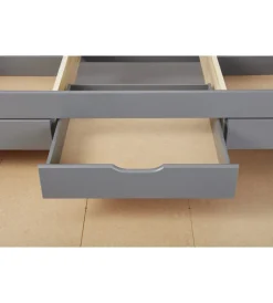 Letti E Comodini|Letto singolo con 3 cassetti e letto estraibile in pino grigio 90x200 cm