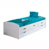 Letti E Comodini- Letto singolo con cassetti e contenitore in pino massello 98x195x63 cm