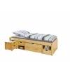 Discount Letto singolo con contenitori e comodino estraibile in pino massello 96x47.5x2.09 cm Letti E Comodini