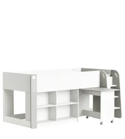 Letti E Comodini|Letto singolo con scrivania estraibile bianco 210,3x124,2x97,8 cm