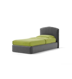 Letti E Comodini|Letto singolo contenitore "moon" in tessuto grigio 90x190 cm