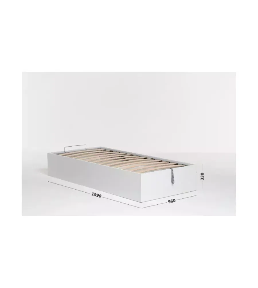 Letti E Comodini|Letto singolo contenitore "bed box" bianco 90x190 cm