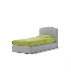 Outlet Letto singolo contenitore "moon" in ecopelle grigio 90x190 cm Letti E Comodini