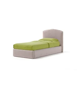 Letti E Comodini|Letto singolo contenitore "moon" in tessuto rosa 90x190 cm