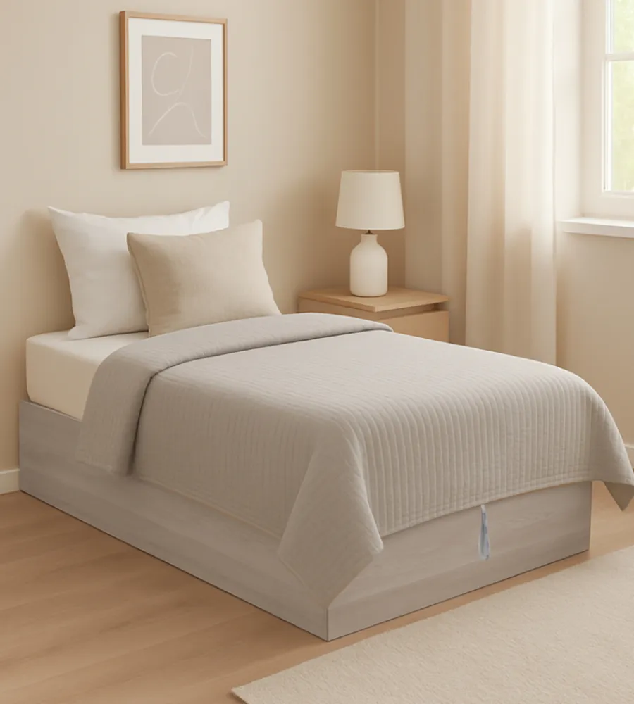 Letto singolo contenitore "bed box" olmo naturale 90x190 cm Letti E Comodini
