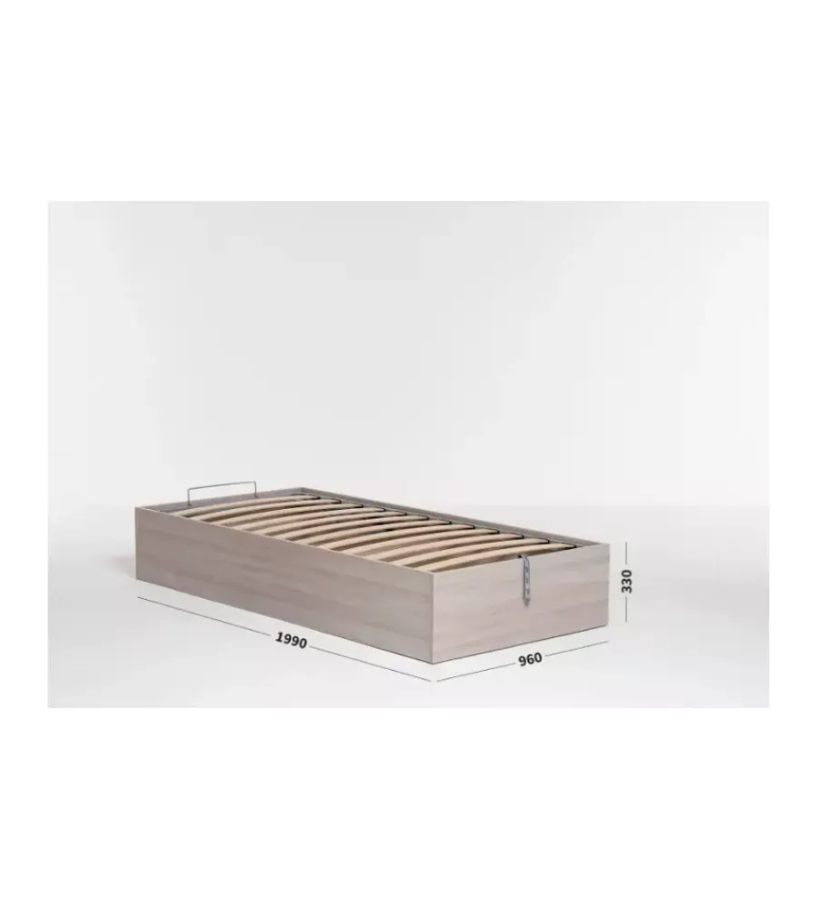 Letto singolo contenitore "bed box" olmo naturale 90x190 cm Letti E Comodini
