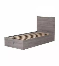 Letti E Comodini- Letto singolo contenitore "hi box" rovere grigio 90x190 cm