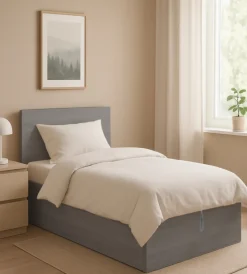 Letti E Comodini- Letto singolo contenitore "hi box" rovere grigio 90x190 cm