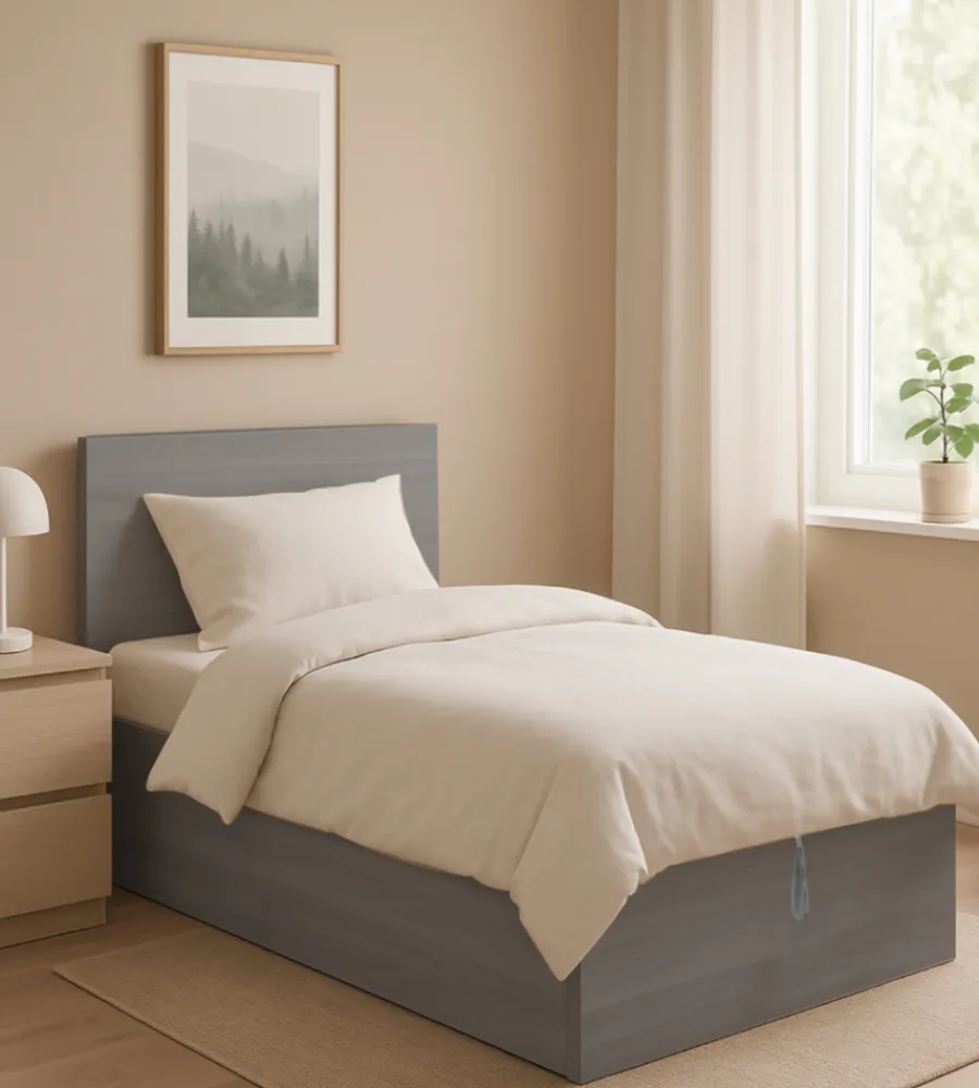 Letti E Comodini- Letto singolo contenitore "hi box" rovere grigio 90x190 cm