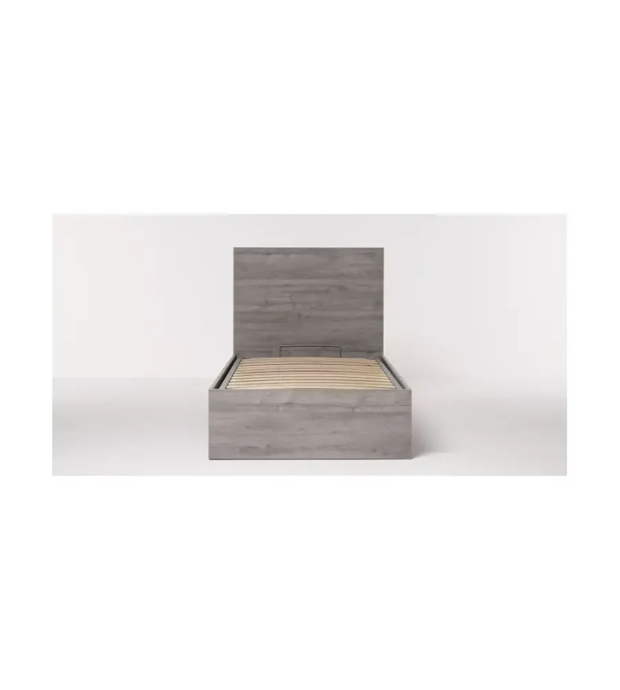 Letti E Comodini- Letto singolo contenitore "hi box" rovere grigio 90x190 cm