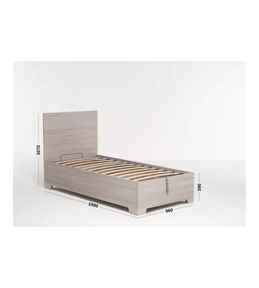 Hot Letto singolo contenitore con piedini "hi box" olmo naturale 90x190 cm Letti E Comodini