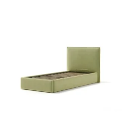 Letti E Comodini- Letto singolo contenitore "zoom" in tessuto verde 90x190 cm